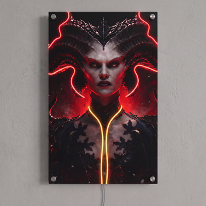 Demon Queen LED Neon Portrait Wall Art - Premium Custom LED Neon Artwork