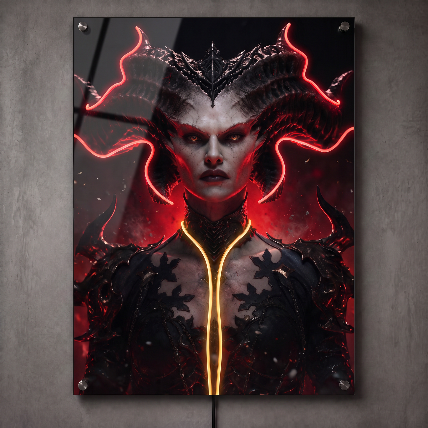 Demon Queen LED Neon Portrait Wall Art - Premium Custom LED Neon Artwork