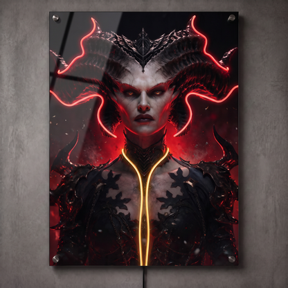 Demon Queen LED Neon Portrait Wall Art - Premium Custom LED Neon Artwork