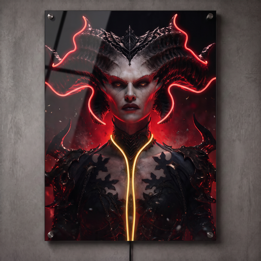 Demon Queen LED Neon Portrait Wall Art - Premium Custom LED Neon Artwork