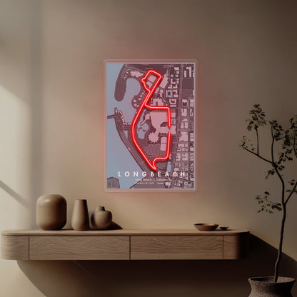The Long Beach Circuit - North America Motorsport Race Track LED Neon Sign Art