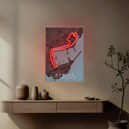Monaco Circuit - Iconic Motorsport Race Track LED Neon Sign Art