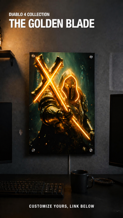 Paladin with Cross LED Neon Wall Art - Premium Custom LED Neon Artwork