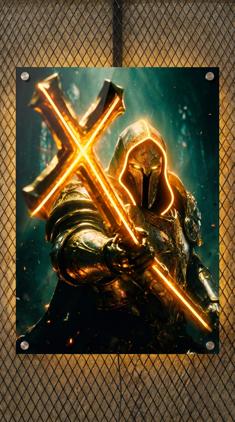 Paladin with Cross LED Neon Wall Art - Premium Custom LED Neon Artwork