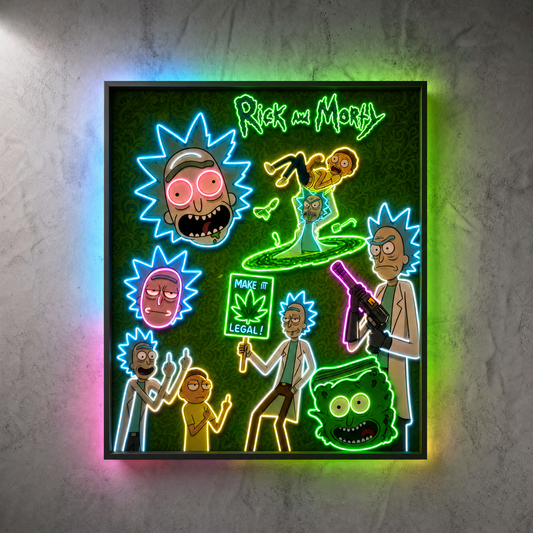 Rick & Morty 420 Neon Wall Art – UV Printed Custom LED Neon Artwork