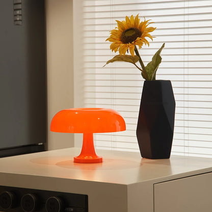 Orange Mushroom Table Lamp Modern Bauhaus LED Night Light