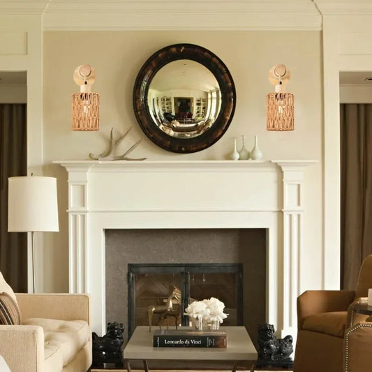 Hemp Rope Bedhead Wall Lamp Cylindrical Light For Bedroom