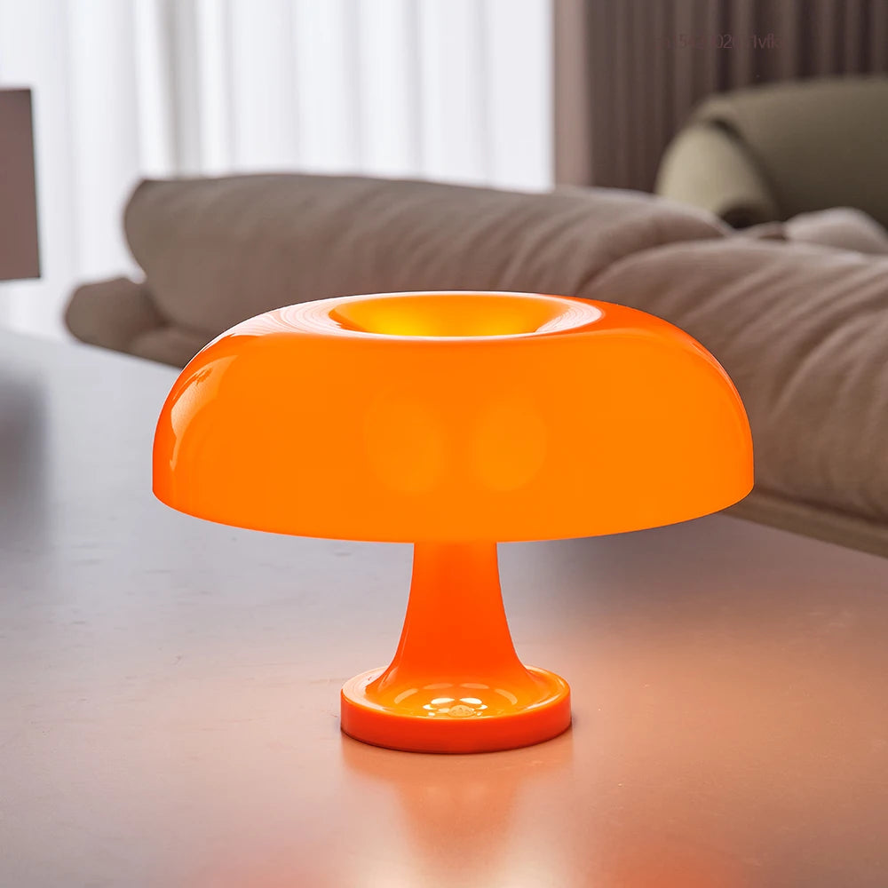 Orange Mushroom Table Lamp Modern Bauhaus LED Night Light