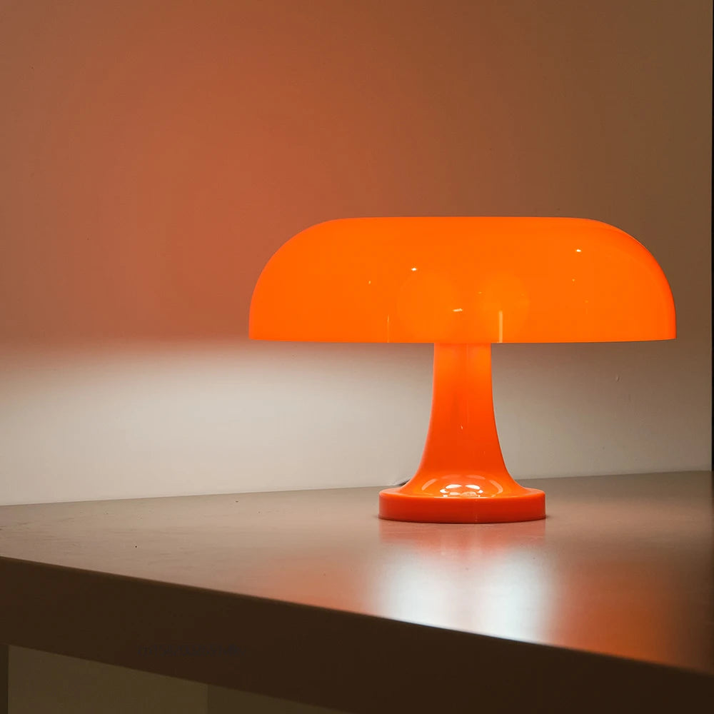 Orange Mushroom Table Lamp Modern Bauhaus LED Night Light