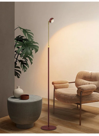 Nordic Red Tall Cob Floor Lamp - Adjustable Height & Angle for Eye-Protection Ambient Lighting in Your Home