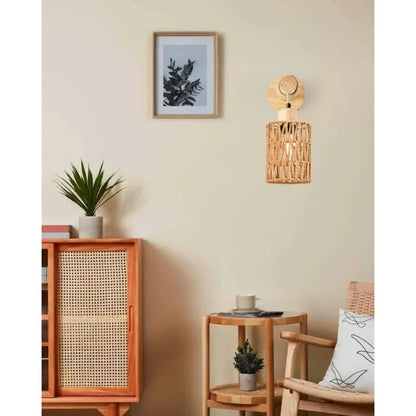 Hemp Rope Bedhead Wall Lamp Cylindrical Light For Bedroom