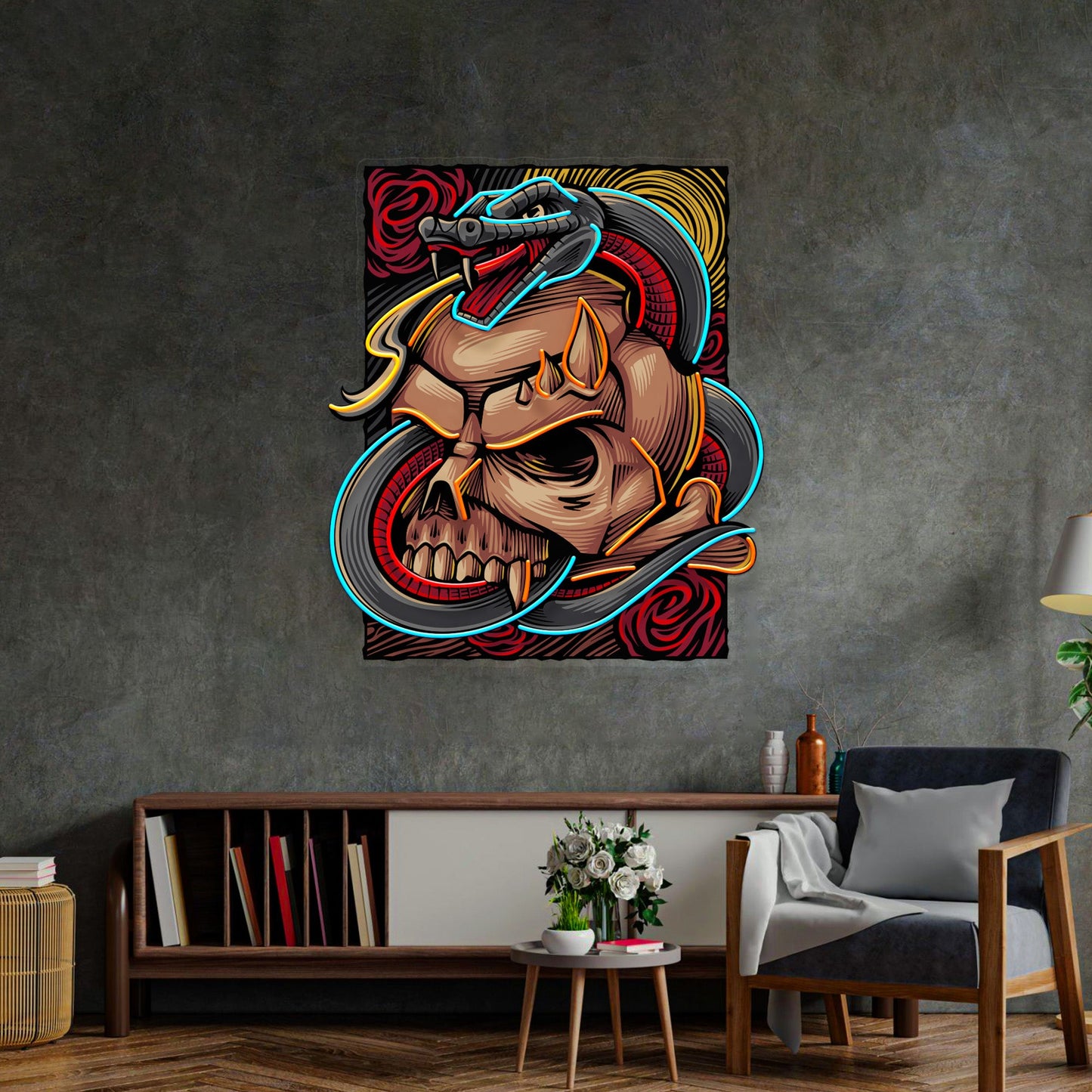 The Snake Has A Skull LED Neon Sign Light Pop Art