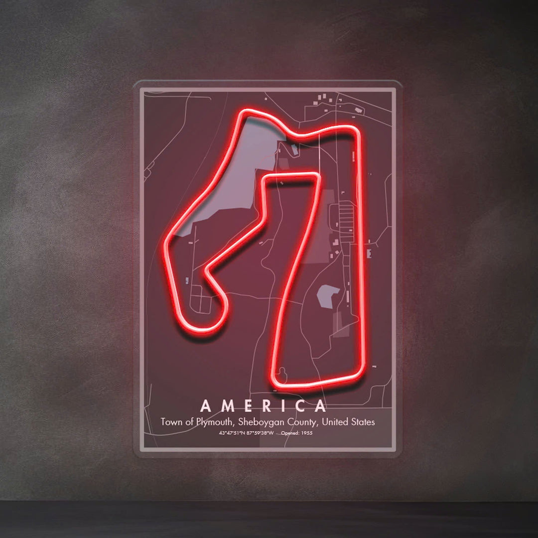 America Circuit - Motorsport Race Track LED Neon Sign Art