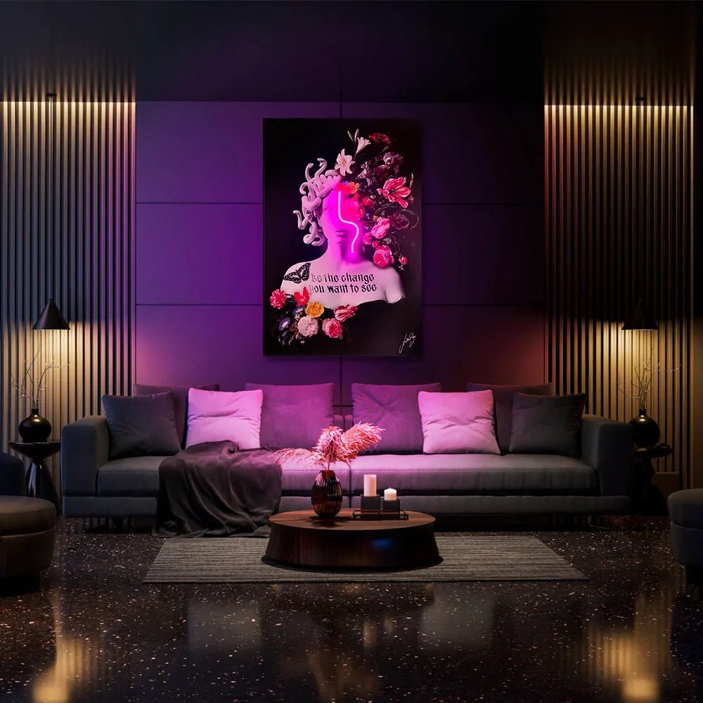 Medusa with Flowers | UV LED Wall Art