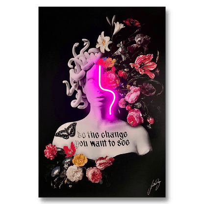 Medusa with Flowers | UV LED Wall Art