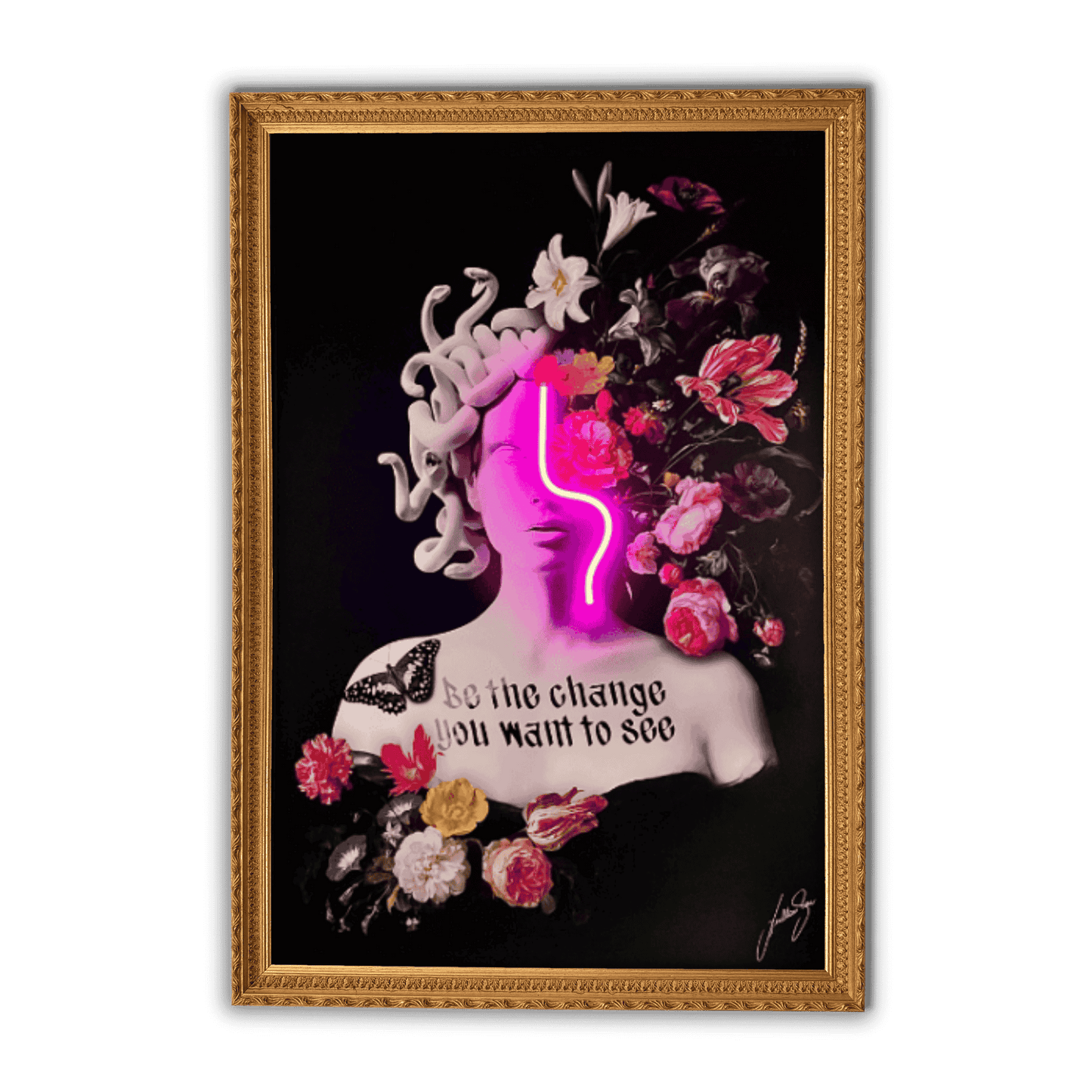 Medusa with Flowers | UV LED Wall Art