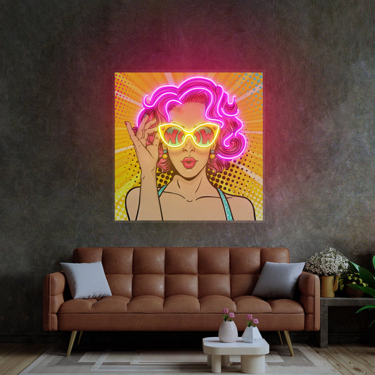 Wow Lady Pop Art NED Neon Artwork