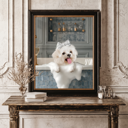 Custom Pet Portrait Neon Wall Art in Bathroom – Personalised Dog & Cat LED Neon Art